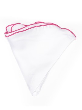 White Silk/ Hot Pink Trim Silk Pocket Circle